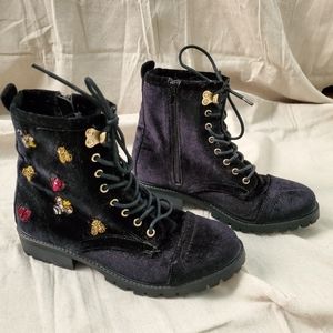 Betsey Johnson Bugsy velvet combat boots